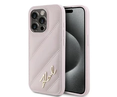 Apple iPhone 15 Pro Karl Lagerfeld Diagonal Quilted Script (KLHCP15LPQDSMGP) dėklas telefonui rožinės spalvos