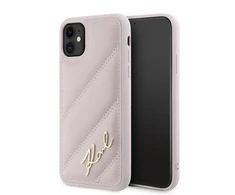Apple iPhone 11 / XR Karl Lagerfeld Diagonal Quilted Script (KLHCN61PQDSMGP) dėklas telefonui rožinės spalvos
