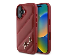 Apple iPhone 16 Karl Lagerfeld Quilted Signature (KLHCP16SPQDSMGR) dėklas telefonui raudonos spalvos