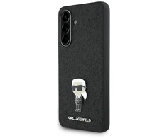 Dėklas Karl Lagerfeld Fixed Glitter Ikonik Logo Metal Pin skirtas Samsung Galaxy A56 juodos spalvos