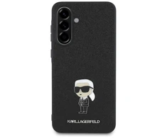 Dėklas Karl Lagerfeld Fixed Glitter Ikonik Logo Metal Pin skirtas Samsung Galaxy A56 juodos spalvos