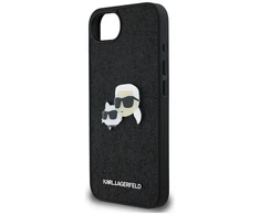 Karl Lagerfeld iPhone 16e dėklas su fiksuotais blizgučiais ir metaliniais smeigtukais – Juodas
