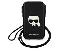 Karl Lagerfeld Torebka KLHCP12MOPHKHK 6,1" juoda/juodas hardcase Saffiano Ikonik Karl`s Head
