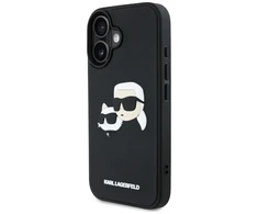 Dėklas Karl Lagerfeld HC 3D Rubber Double Heads Apple iPhone 16 juodos spalvos