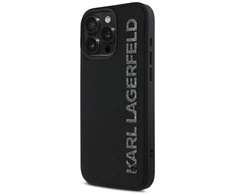 Dėklas Karl Lagerfeld HC 3D Rubber Elongated Glitter Apple iPhone 16 Pro juodos spalvos