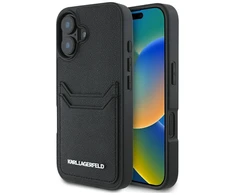 Karl Lagerfeld HC Grained PU Cardslot metalinis pailgas iPhone 16 dėklas - Juodas