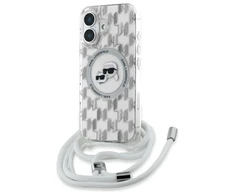 Karl Lagerfeld KLHMP16SHCKCKLCT Apple iPhone 16 6.1" dėklas telefonui skaidrus IML Crossbody Monogram Karl &amp; Choupette Head MagSafe
