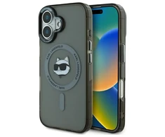 Karl Lagerfeld IML Metal Choupette Head MagSafe Apple iPhone 16 Case - dėklas telefonui juodos spalvos