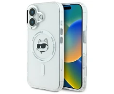 Karl Lagerfeld IML Metal Choupette Head MagSafe Apple iPhone 16 - dėklas telefonui baltos spalvos