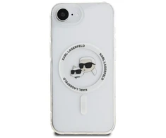 Dėklas Karl Lagerfeld IML Metal Karl &amp; Choupette Heads MagSafe iPhone 16e Case - Baltas