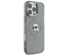 Karl Lagerfeld KLHMP16LHLSKIK Apple iPhone 16 Pro 6.3″ juodos spalvos kietas dėklas IML Metal Karl Head MagSafe