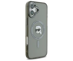 Karl Lagerfeld KLHMP16SHLSKIK Apple iPhone 16 6.1″ juodos spalvos kietas dėklas IML Metal Karl Head MagSafe