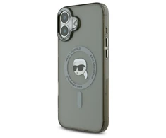 Karl Lagerfeld IML Metal Karl Head MagSafe Apple iPhone 16 Case - dėklas telefonui juodos spalvos