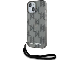 Apple iPhone 13 / 14 / 15 Karl Lagerfeld dėklas IML Mono KL Pattern &amp; Cord (KLHCP15SHKDPNSK) juodos spalvos