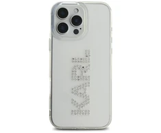 Karl Lagerfeld IML Rhinestones logotipas iPhone 16 Pro dėklas – skaidrus