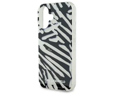 Karl Lagerfeld IML Zebra Pattern &amp; Cord Apple iPhone 16 Case - dėklas telefonui juodos spalvos