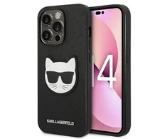 Apple iPhone 14 Pro Karl Lagerfeld dėklas Saffiano Choupette Head Patch juodos spalvos