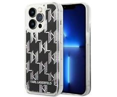 Apple iPhone 14 Pro Max Karl Lagerfeld dėklas Liquid Glitter Monogram (KLHCP14XLMNMK) juodos spalvos