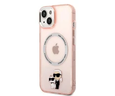 Apple iPhone 14 Karl Lagerfeld dėklas Iconic Karl&amp;Choupette Magsafe (KLHMP14SHNKCIP) rožinės spalvos