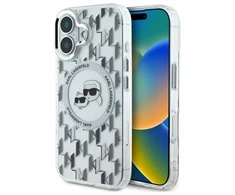 Karl Lagerfeld IML Monogram Karl &amp; Choupette Head MagSafe Apple iPhone 16 - dėklas telefonui skaidrus