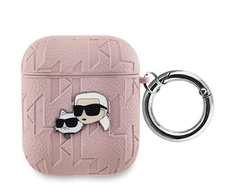 Apple AirPods Karl Lagerfeld Cover Monogram Karl & Choupette Head ausinių dėklas rožinės spalvos