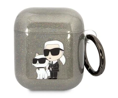 Apple AirPods Karl Lagerfeld Gliter Karl&amp;Choupette (KLA2HNKCTGK) ausinių dėklas juodos spalvos