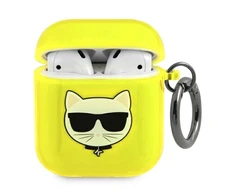 Karl Lagerfeld Choupette Head Glitter - dėklas skirtas Airpods (fluo yellow)