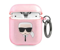 Dėklas Karl Lagerfeld KLA2UKHGP AirPods cover rožinė/pink Glitter Karl`s Head