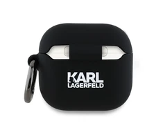 Dėklas Karl Lagerfeld KLA4RUNIKK AirPods 4 cover juodos spalvos silikoninis Karl Head 3D