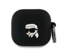 Dėklas Karl Lagerfeld KLA4RUNIKK AirPods 4 cover juodos spalvos silikoninis Karl Head 3D