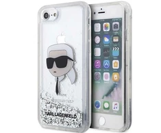 Apple iPhone SE 2022 / SE 2020 / 7 / 8 Karl Lagerfeld dėklas Glitter Karl`s Head (KLHCI8LNKHCH) sidabrinės spalvos