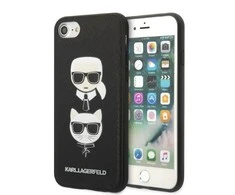 Karl Lagerfeld KLHCI8SAKICKCBK iPhone 7/8 / SE 2020 / SE 2022 juodas/juodas kietas dėklas Saffiano Ikonik Karl&amp;Choupette Head