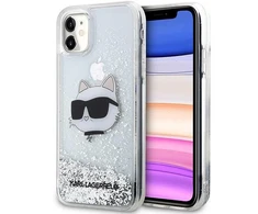 Apple iPhone 11 / XR Karl Lagerfeld dėklas Glitter Choupette Head (KLHCN61LNCHCS) sidabrinės spalvos