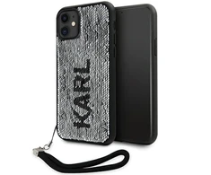 Apple iPhone 11 Karl Lagerfeld dėklas Sequins Cord (KLHCN61PSQRKS) sidabrinės spalvos