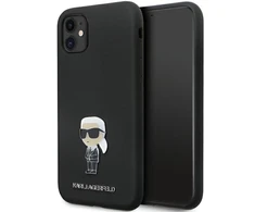 Apple iPhone 11 Karl Lagerfeld silikoninis dėklas Ikonik Metal Pin (KLHCN61SMHKNPK) juodos spalvos