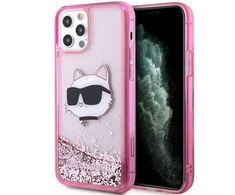 Apple iPhone 12 / 12 Pro Karl Lagerfeld dėklas Glitter Choupette Head (KLHCP12MLNCHCP) rožinės spalvos