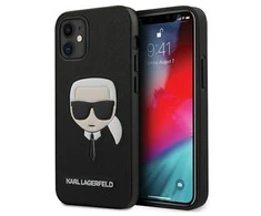 Dėklas Karl Lagerfeld Saffiano Ikonik Karl's Head skirtas iPhone 12 Mini, juodas
