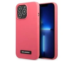 Apple iPhone 13 Pro Karl Lagerfeld dėklas Silicone Plaque (KLHCP13LSLMP1PI) rožinės spalvos