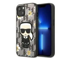 Dėklas Apple iPhone 13 Karl Lagerfeld Flower Ikonik Karl (KLHCP13MPMNFIK1) pilkos spalvos