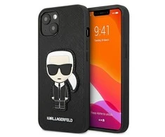 Dėklas Karl Lagerfeld Hardcase Saffiano Ikonik Karl`s Patch KLHCP13SOKPK galinis dangtelis, Apple, iPhone 13 mini, TPU, Juodas, 5,4 "