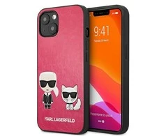 Apple iPhone 13 Mini Karl Lagerfeld dėklas Ikonik Karl &amp; Choupette (KLHCP13SPCUSKCP) rožinės spalvos