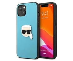 Dėklas Karl Lagerfeld KLHCP13SPKMB IPHONE 13 MINI 5.4 "Mėlynas/Mėlynas HARDCASE LEATHER IKONIK KARL`S HEAD METAL