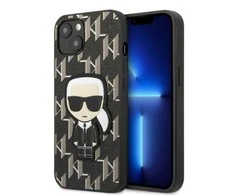 Apple iPhone 13 Mini Karl Lagerfeld dėklas Monogram Ikonik Patch juodos spalvos