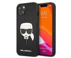 Dėklas Karl Lagerfeld KLHCP13SSAKHBK iPhone 13 mini 5,4" juoda/juodas hardcase Saffiano Ikonik Karl's Head