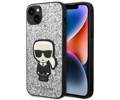 Apple iPhone 14 Plus Karl Lagerfeld dėklas Glitter Flakes Ikonik (KLHCP14MGFKPG) sidabrinės spalvos
