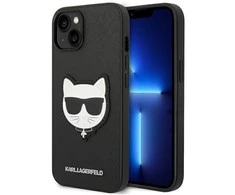 Dėklas Karl Lagerfeld KLHCP14MSAPCHK IPHONE 14 PLUS / 15 PLUS 6.7 "HARDCASE JUODA / Juodas SAFFIANO CHOUPETTE HEAD PATCH
