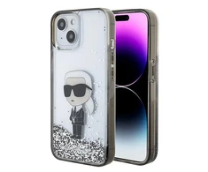 Apple iPhone 15 Karl Lagerfeld dėklas Liquid Glitter Ikonik (KLHCP15SLKKNSK) skaidrus