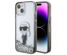 Apple iPhone 15 Karl Lagerfeld dėklas Liquid Glitter Ikonik (KLHCP15SLKKNSK) skaidrus