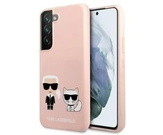Karl Lagerfeld KLHCS22MSSKCI S22+ S906 kietas dėklas šviesiai rožinis/šviesiai rožinis Silikoninis Ikonik Karl &amp; Choupet