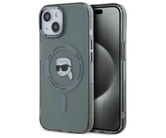 Karl Lagerfeld KLHMP15SHLSKIK Apple iPhone 15 6.1″ juodos spalvos kietas dėklas IML Metal Karl Head MagSafe